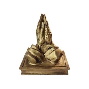 VTG 1974 HOMCO Praying Hands on Book Bible Bronze Tone Christianity Decor